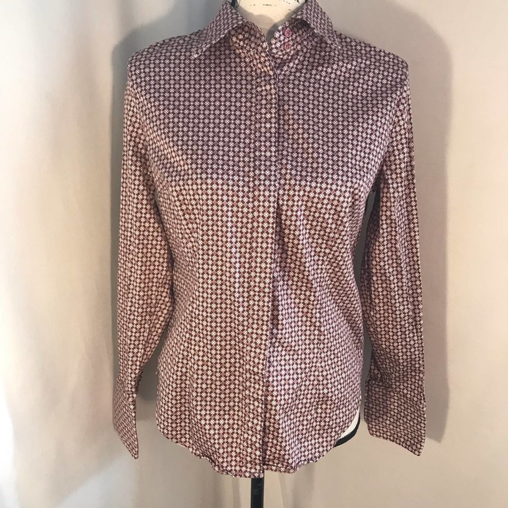 New York & Company Hi-Collar Long Sleeve Button Down Sz M